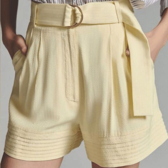 Significant Other Pleated Front High Rise Shorts Pastel Yellow 4 - Picture 7 of 8